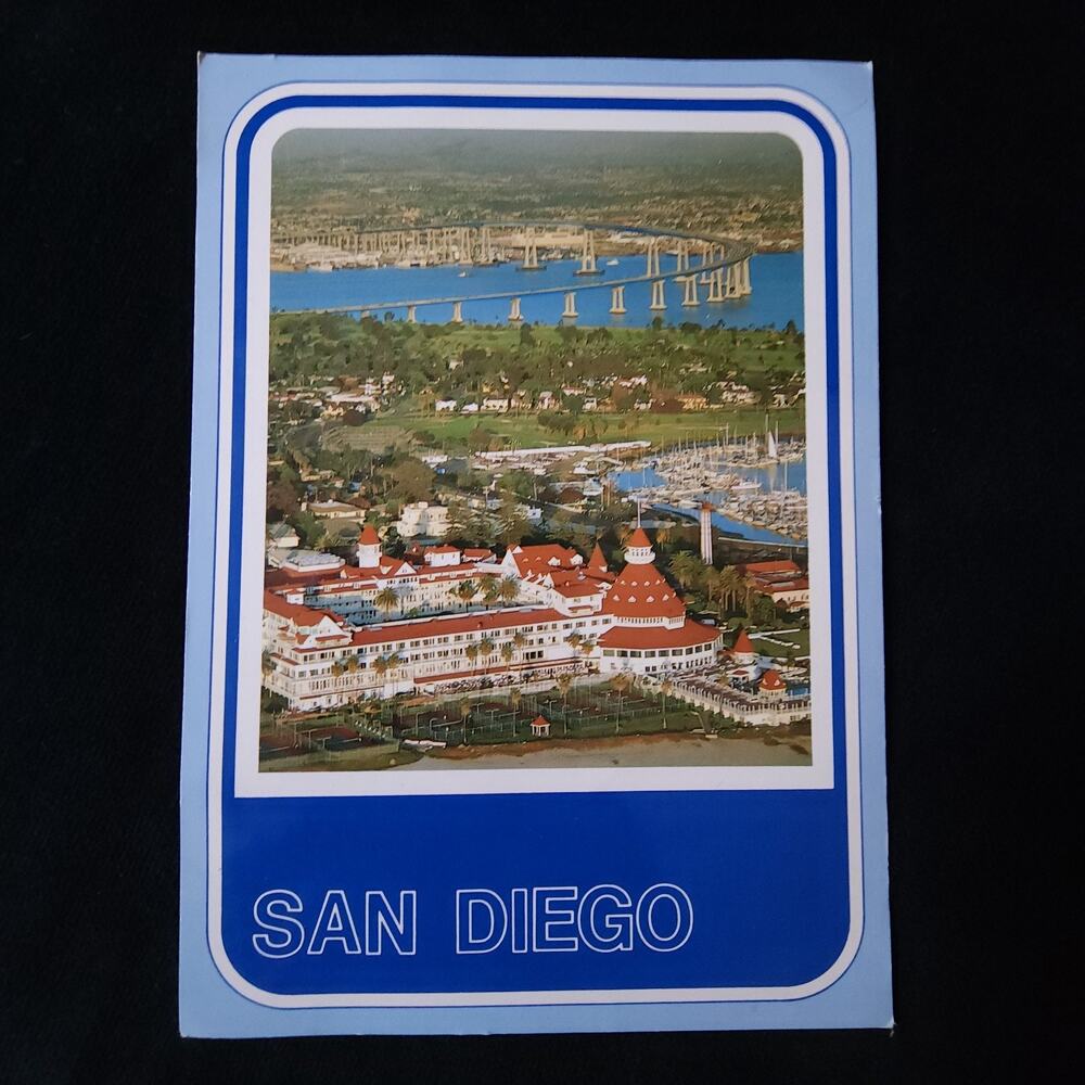 Hotel Del Coronado Bridge San Diego California CA Vintage Postcard Areal View